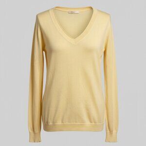 Banana Republic Silk blend Butter Yellow V-neck Sweater Sz M